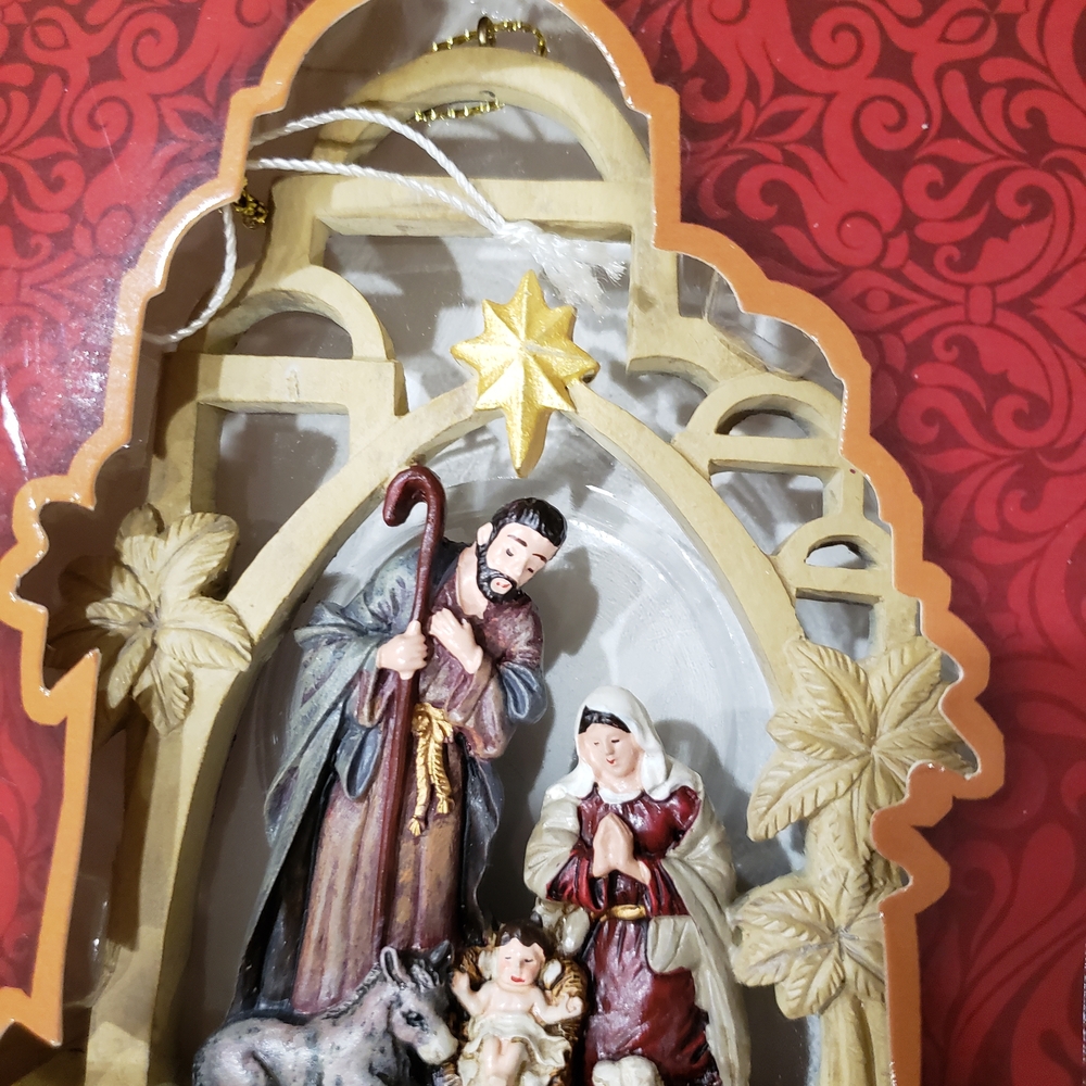 Nativity Scene Ornament with Gold Star
